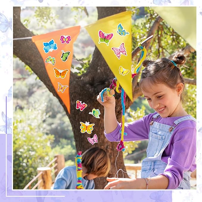 24 Sheets Butterfly Stickers for Kids, 370+ Pcs Spring Butterfly Decorative Stickers Bulk Preschool Sticker Sheets for Reward Craft Scrapbooking Water Bottles Gifts Bags Cards Party Favors Supplies