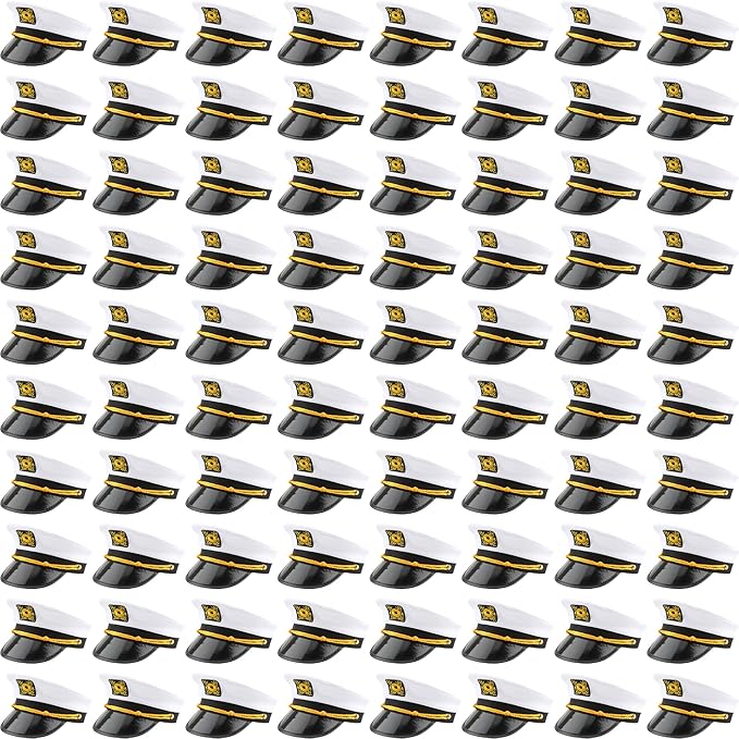 80 Pack Captain Hats Bulk Adjustable Yacht Sailor Captain Hat Sea Cap Ship Boat Hat for Adult Halloween Party Supplies