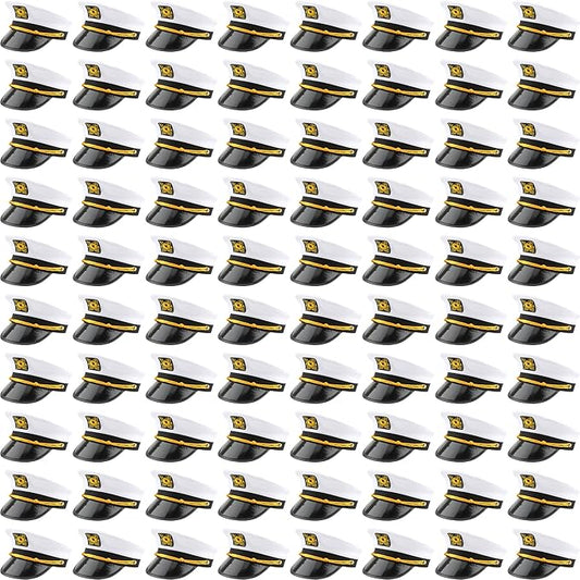 80 Pack Captain Hats Bulk Adjustable Yacht Sailor Captain Hat Sea Cap Ship Boat Hat for Adult Halloween Party Supplies