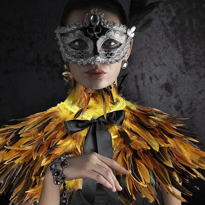 Gothic Natural Feather Shrug Feather Shawl Wrap Cape Victorian Collar for Halloween Cosplay Party Costume Accessories