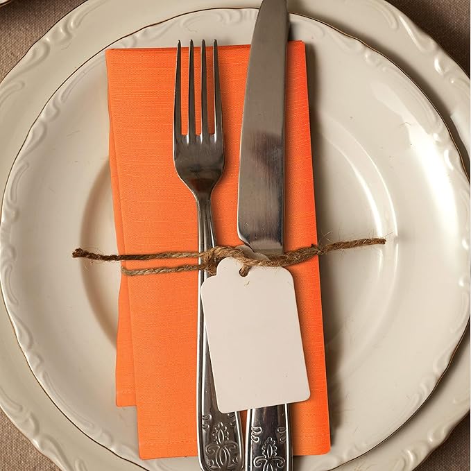 Urban Villa Halloween Cloth Napkins Orange Color Dinner Napkins 20''x20'' (Set of 12) 100% Cotton Slub Absorbent Napkins Soft Durable Reusable Washable Ideal for Events Parties Everyday use