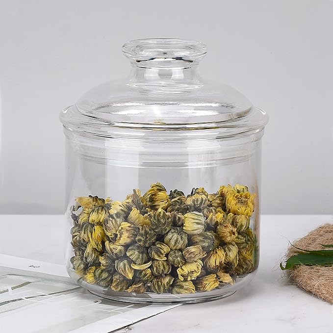 13.5oz Small Acrylic Storage Jar, Airtight Lid with Silicone Sealing Ring, Ideal Canister Container for Sugar, Tea, Spices, Herbs, Shells, Bath Salt, Christmas Decorative Apothecary Jars