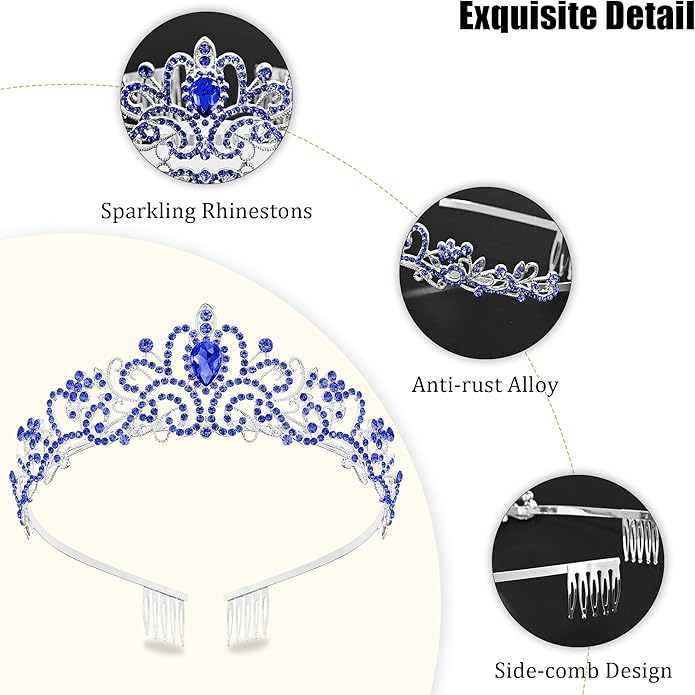 TAROSE Crowns for Women and Girls, Queen Crystal Gold Silver Tiaras with White Rhinestone and Combs, Goddess Crown for Wedding Bride Birthday Princess Bridal Shower Hair Accessories for Women