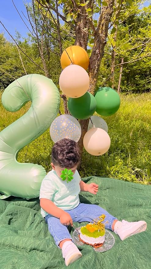 Big 40 Inch Sage Green 2 Number Balloon Birthday Decoration, 2026 Oliver Green Number 2 Helium Balloons 12 20 22 23 24 26 28 32 42 Celebration, Boy Girl Baby Anniversary Party Graduations Supplies