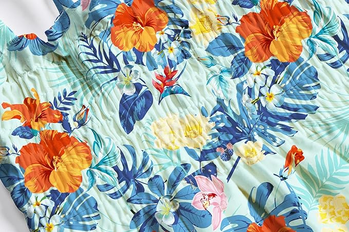 Cromoncent Matching Hawaiian Outfits for Family, Dad and Son Matching Luau Beach Tropical Shirts Mommy Daughter Tropical Sets