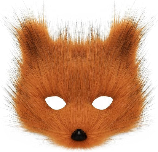 Animal Fox Wolf Mask Halloween Party Cosplay Costumes Props Plush Cat Half Face Masks Carnival Christmas Masquerade