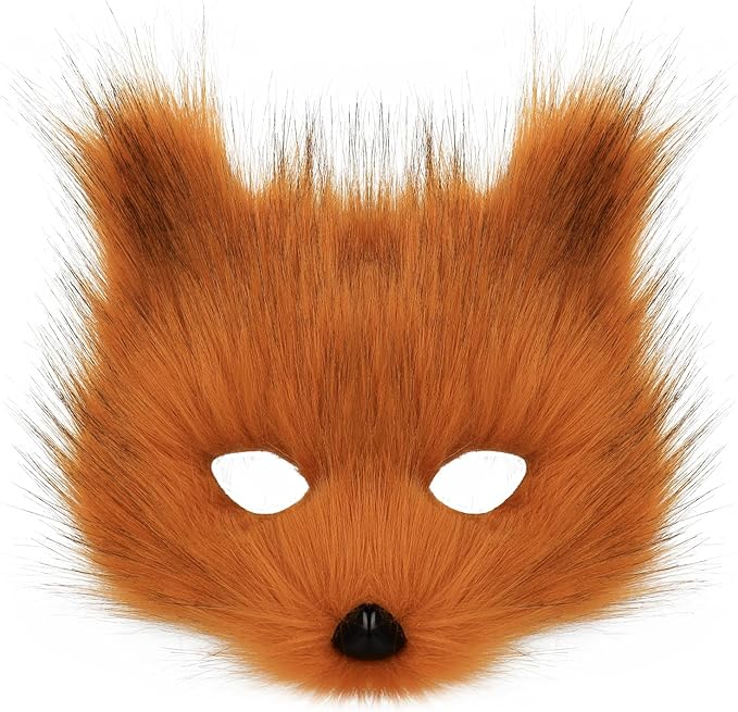 Animal Fox Wolf Mask Halloween Party Cosplay Costumes Props Plush Cat Half Face Masks Carnival Christmas Masquerade