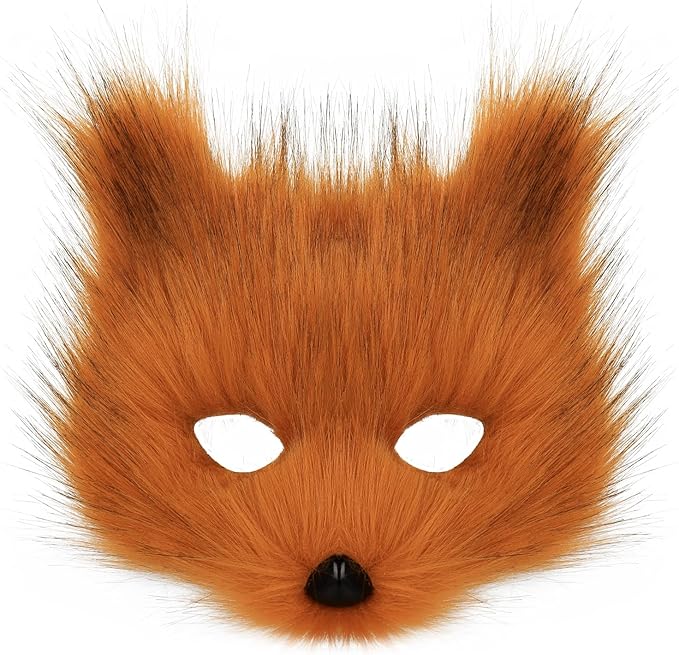 Animal Fox Wolf Mask Halloween Party Cosplay Costumes Props Plush Cat Half Face Masks Carnival Christmas Masquerade