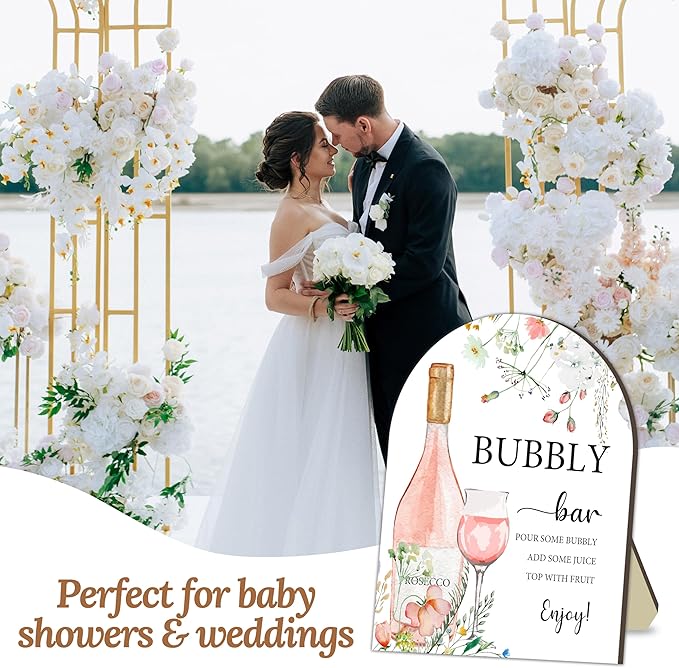 Watercolor Bubbly Bar Sign Sign, Mimosa & Prosecco Bar Sign for Party, Cocktail Signs for Bride Shower, Cocktail Recipe Card Signs, Cocktails Drink Recipe for Baby Shower Bridal Party Decor 8x10 Inch