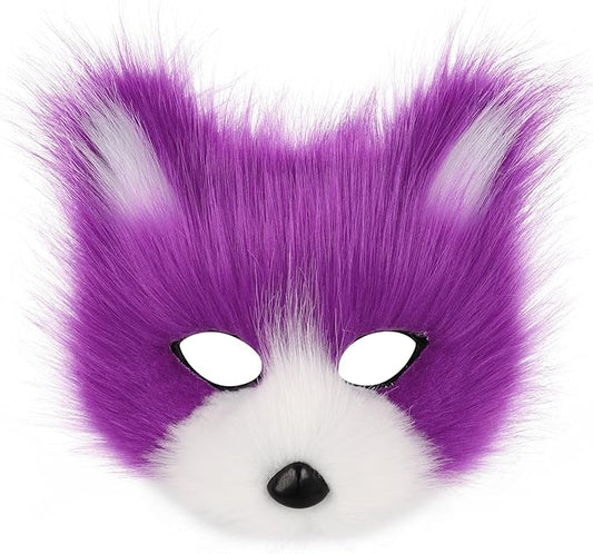 Animal Fox Wolf Mask Halloween Party Cosplay Costumes Props Plush Cat Half Face Masks Carnival Christmas Masquerade