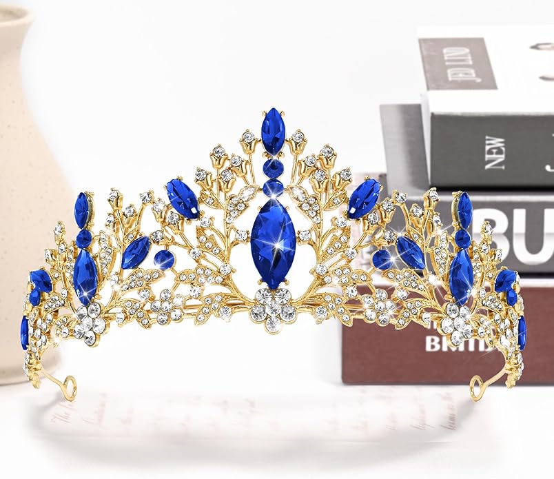 TAROSE Crowns for Women and Girls, Queen Crystal Gold Silver Tiaras with White Rhinestone and Combs, Goddess Crown for Wedding Bride Birthday Princess Bridal Shower Hair Accessories for Women