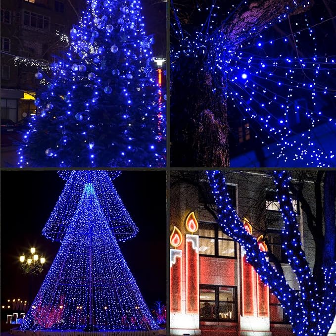 LAMPHOME 50LED String Lights,LED Christmas Lights,6" SPACING,Green Wire,Blue Colour,Commercial Grade
