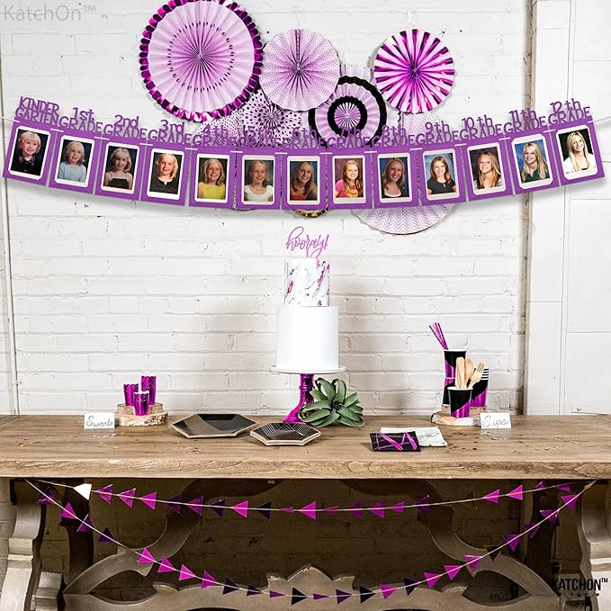 KatchOn, K-12 Grad Photo Banner 5x7 - Large, 10 Feet | Congrats Grad Banner, Purple Graduation Decorations Class of 2025 | Grad Picture Display, Graduation Decorations 2025