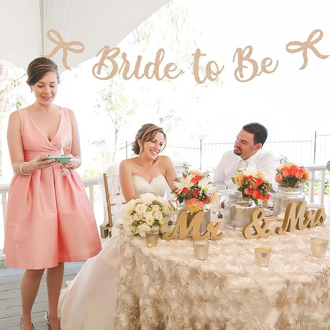 Bride to Be Banner, Champagne Gold Bride to Be with Bow Glitter Bachelorette Bridal Party Banner BRIDE TO BE Sign for Light Gold Bachelorette Bridal Shower Wedding Engagement Hen Party Decorations