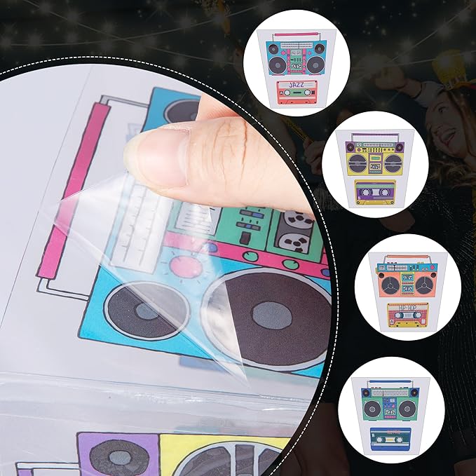 80s Bucket Centerpiece, 8Pcs 90s Tape Radio Party Supplies, 90s Theme Birthday Party Decoration Tape Radio Table Decor, Retro Hip Hop Disco Pop Music Party