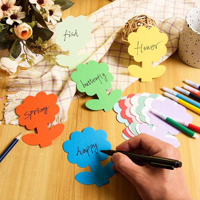 MixTeach 360 Pcs Flowers Cutouts Paper Assorted Color Flower Shape Cards Paper 4 Inch Flower Die Cuts Bulletin Board Decorations for Classroom Home School Decor Kids DIY Craft Project Supplies