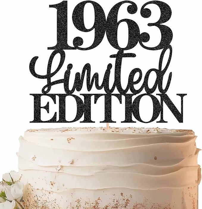Limited EDITION 1963 Cake Topper - Black Glitter Happy 62nd Birthday Party Cake Decoration Supplies, Cheer to 62 Years Cake Bunting Decor for 62nd Birthday Party Photo Booth Props