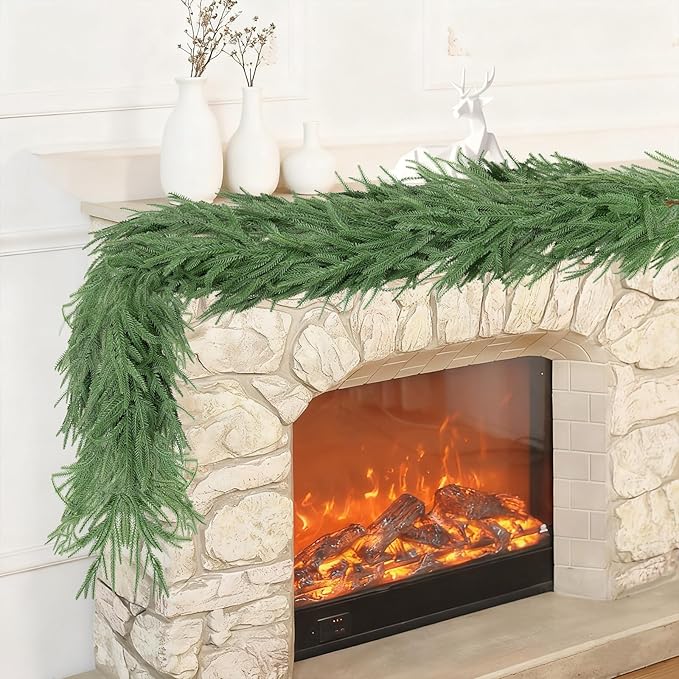 5FT Christmas Garlands Norfolk Pine Garland, Artificial Greenery Garland for Mantle, Table, Stairs, Indoor Outdoor Christmas Decoration