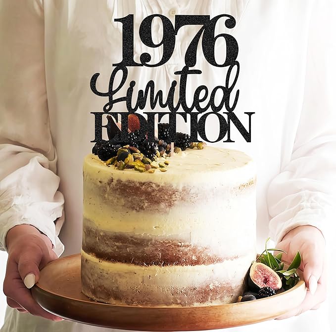 Limited EDITION 1976 Cake Topper - Black Glitter Happy 49th Birthday Party Cake Decoration Supplies, Cheer to 49 Years Cake Bunting Decor for 49th Birthday Party Photo Booth Props