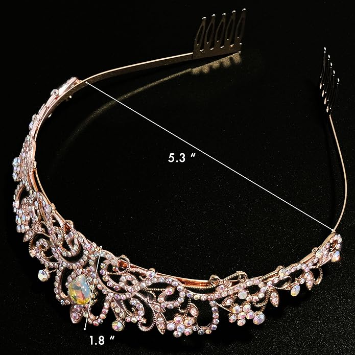 TAROSE Crowns for Women and Girls, Queen Crystal Gold Silver Tiaras with White Rhinestone and Combs, Goddess Crown for Wedding Bride Birthday Princess Bridal Shower Hair Accessories for Women