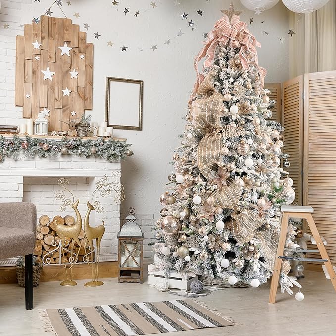 Large Christmas Ball Ornaments, Oversized Shatterproof Plastic Decorative Hanging Mercury Ornaments Ball for Xmas Holiday Party Decorations (Champagne, 6.0")