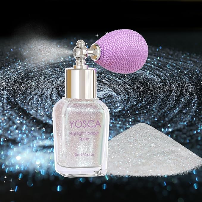 Yosca Body Glitter Spray, 30ML Loose Body Shimmer Powder Iridescent Hair Spray White Glitter Sparkle Highlighter Makeup Festival Rave Accessories for Clothes Hair Face Nail Art