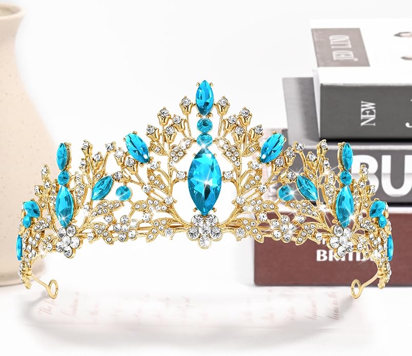 TAROSE Crowns for Women and Girls, Queen Crystal Gold Silver Tiaras with White Rhinestone and Combs, Goddess Crown for Wedding Bride Birthday Princess Bridal Shower Hair Accessories for Women