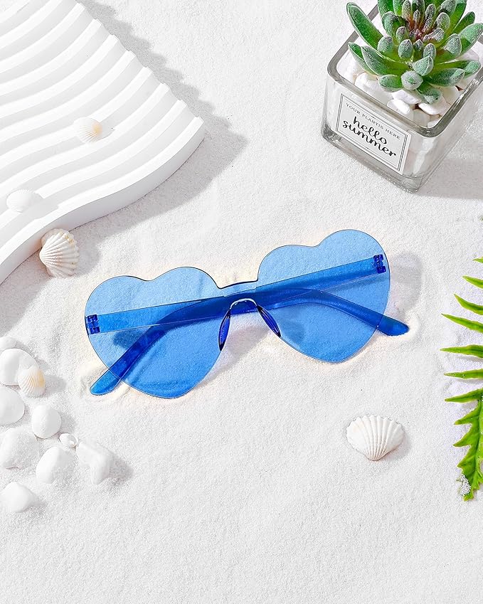 20 Pairs Heart Shaped Sunglasses Bulk, Colorful Rimless Fun Heart Sunglasses for Women Party Favors