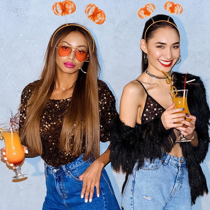 Censen 12 Pcs Christmas Pom Pom Headbands Spirit Party Headwear Tinsel Ponytails Head Bopper for Birthday Holiday