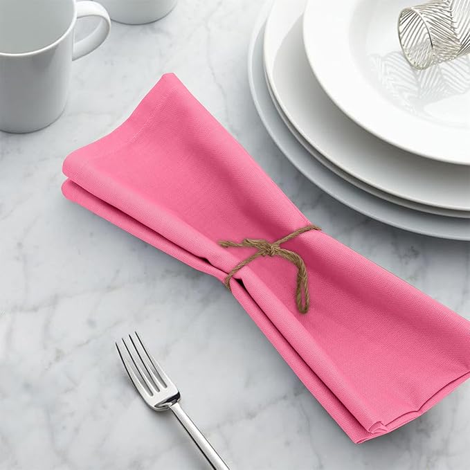 Ruvanti Cloth Napkins Set of 6, 18x18 Inches, 100% Cotton, Washable, Soft & Absorbent, Perfect for Wedding, Christmas, ‎Thanksgiving Dinners - Pink