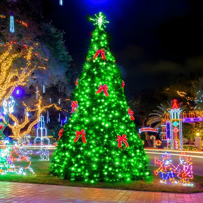 SAUIRS 197FT 500 LED Christmas Lights Outdoor String Lights with 8 Modes Timer Waterproof Fairy Light Plug in for Outside Indoor Party Xmas Palm Tree Yard Wedding Decorations(Green)