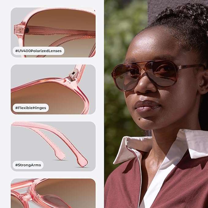 livho Trendy Polarized Aviator Sunglasses Women Men, Retro Sun Glasses for Women Men 2025, Oversized UV Protection Shades