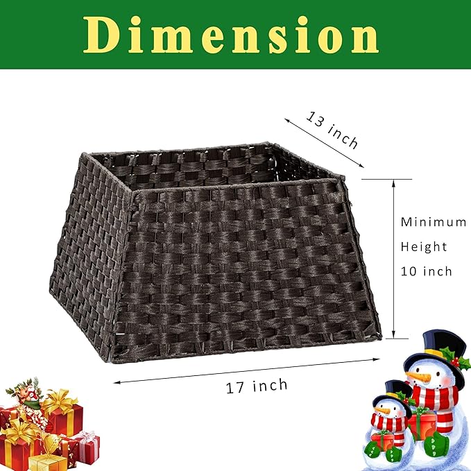 BAYN Christmas Tree Collar Skirt, Rattan Wicker Xmas Tree Collar Basket Ring Base Stand Cover for Christmas Decoration