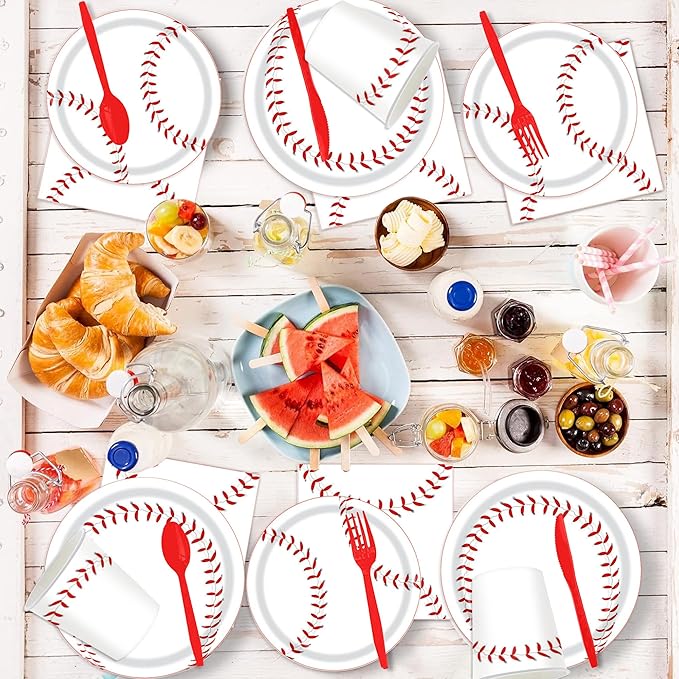 140 Pcs Baseball Party Supplies Bundle Paper Plates Napkins Baseball Themed Birthday Party Supplies Decorations Baseball Favors For Girls Serves 20 Guests