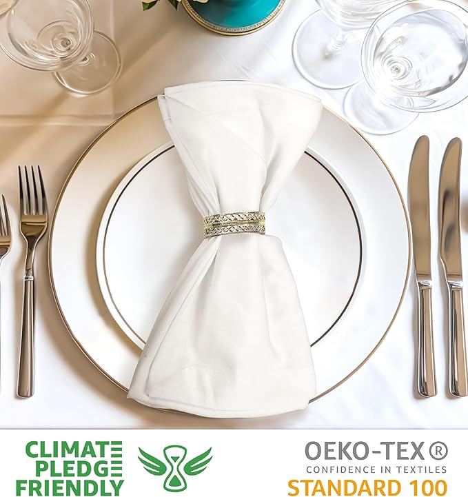 Urban Villa Cloth Napkins Ivory Dinner Napkins Set of 12 (18X18 Inches) 100% Cotton Absorbent Washable Durable Reusable Cloth Napkins Ideal for Farmhouse Party Thanksgiving Harvest Fall Dinner Napkins