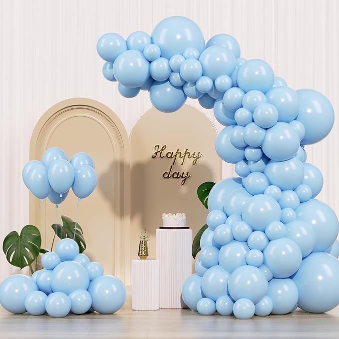 Pastel Blue Balloons 145pcs Different Sizes 18 12 10 5 Inches Baby Blue Light Blue Balloon Garland Arch for Birthday Baby Shower Wedding Anniversary Graduation Party Decorations