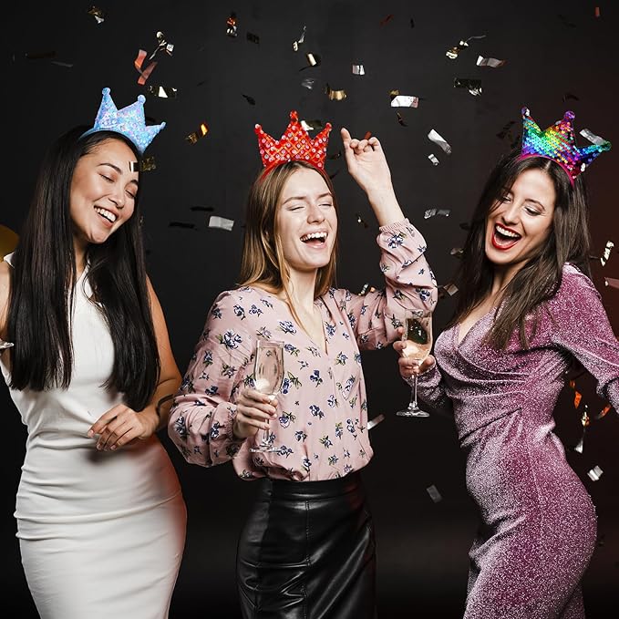 6 PCS Princess Crown Headband,Sequins Crowns Headband,Glitter Headbands Crown Party Favors Glitter Tiara Set for Little Girls & Teens Birthday & Halloween Christmas Party Gifts