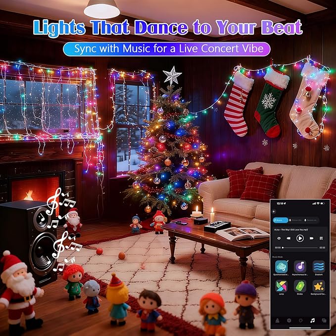 188FT 600LED Smart Color Changing Christmas String Lights Outdoor | App Control RGB LED String Lights with Remote & Timer, Waterproof Twinkle Christmas Tree Lights Indoor for Holiday Xmas Decor