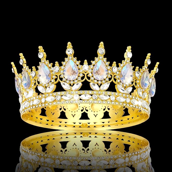 Queen Crown Rhinestone Wedding Crowns and Tiaras for Women Costume Party Hair Accessories Princess Birthday Crown Crystal Bridal Crown (Gold Crown-Moonlight)
