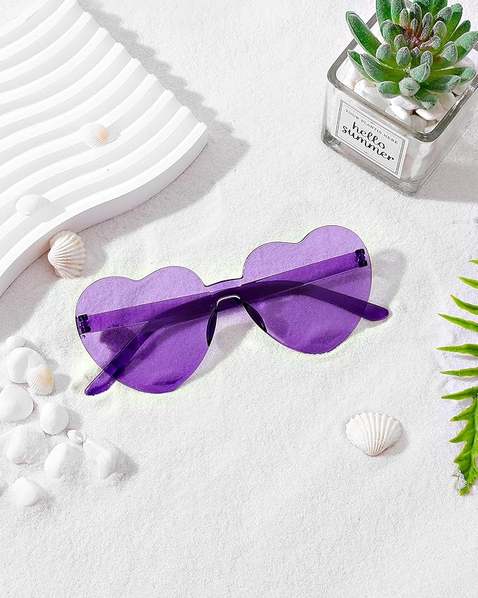 40 Pairs Heart Shaped Sunglasses Bulk, Colorful Rimless Fun Heart Sunglasses for Women Party Favors