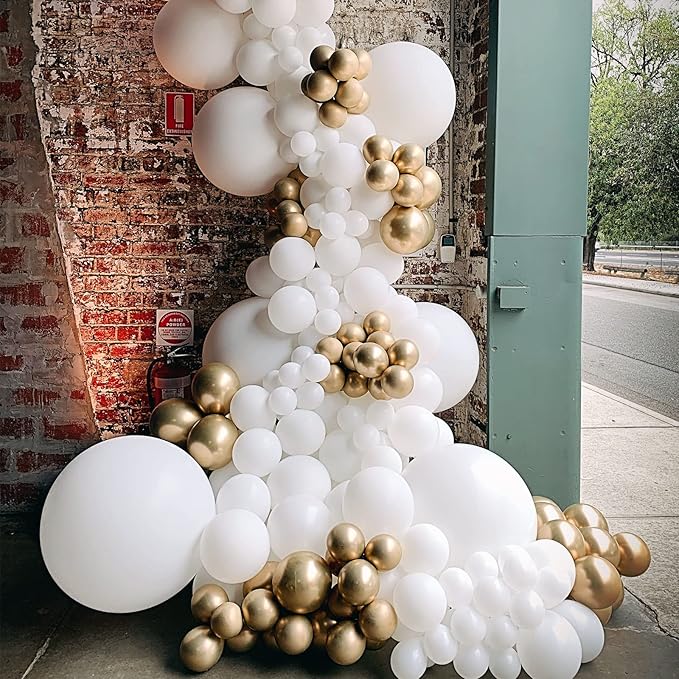 130pcs White Balloons Different Sizes 18" 12" 10" 5" Party Latex Balloons for Birthday Baby Shower Graduation Wedding Anniversary Party Decorations