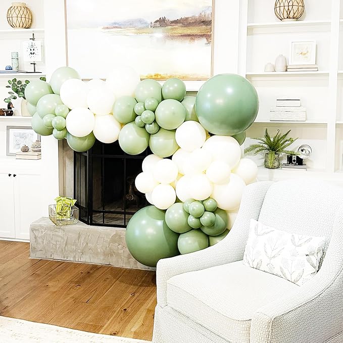 90pack Sage Green Balloons Different Size 18/12/10/5 Inch Olive Green Balloon Garland Arch Kit for Graduation, Wedding, Birthday, Bridal Shower, Baby Shower, Anniversary Party Decorations