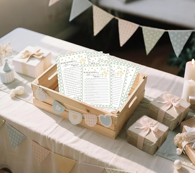 Goose Baby Shower Games, Sage Green Little Goose Who Knows Mommy Best Game for 30 Guests with Game Cards, Gender Reveal, Baby Shower Supplies & Decorations (DV18)