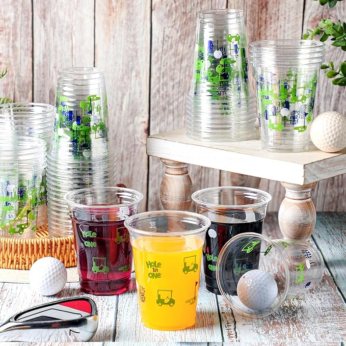 50 Pcs Masters Golf Ball Party Supplies Bulk Clear Plastic Cups 12oz Disposable Let's Par-tee for Home Sports Golf Themed Birthday Bachelor Party Supplies Favors (Blue)