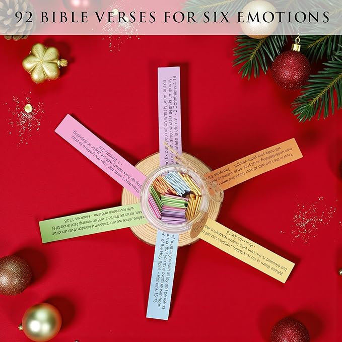 Bible Verse Jar for Mom – 92 Color-Coded Scriptures for Encouragement, Birthday Present for Women, Inspirational Christian Gift Idea, Heartfelt for Mom