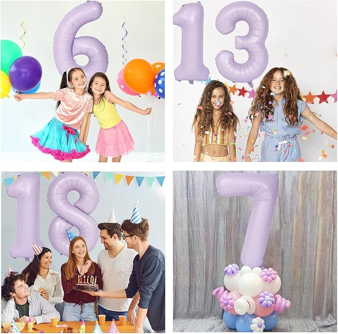 40 Inch Purple Number Balloons Light Purple 5 Balloon Matte Purple Birthday Balloons 0-9 Birthday Wedding Party digital Decorations (Number 5)