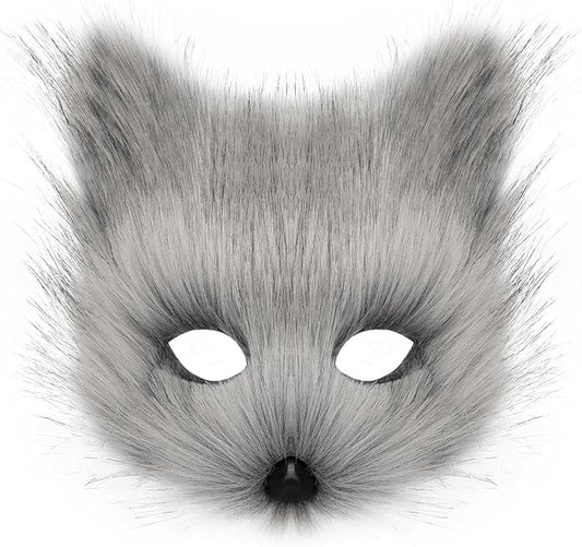 Animal Fox Wolf Mask Halloween Party Cosplay Costumes Props Plush Cat Half Face Masks Carnival Christmas Masquerade