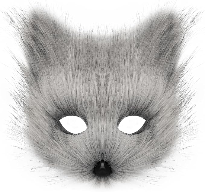 Animal Fox Wolf Mask Halloween Party Cosplay Costumes Props Plush Cat Half Face Masks Carnival Christmas Masquerade