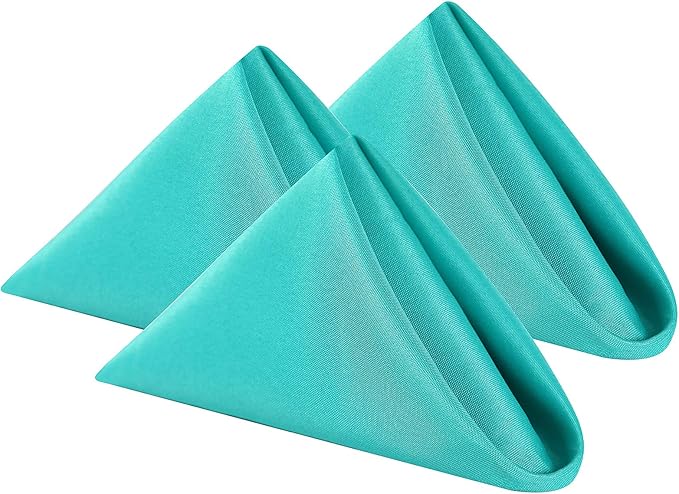 Cloth Napkins 20x20 inch Washable Polyester Dinner Napkins Soft Table Napkins for Wedding Party Dining Banquet(Turquoise,50PCS)