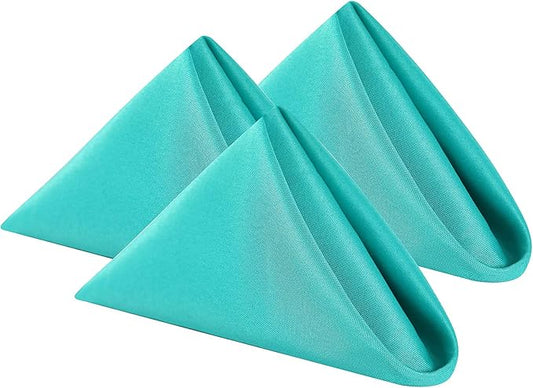 Cloth Napkins 17x17 inch Washable Polyester Dinner Napkins Soft Table Napkins for Wedding Party Dining Banquet(Turquoise,25PCS)